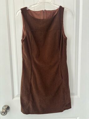 Cider 90s Vibe Brown Corduroy Mini Shift Dress perfect for layering (size small)